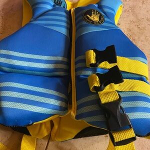Body glove  childs life jacket blue yellow stripe l